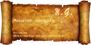 Mendler Gergely névjegykártya
